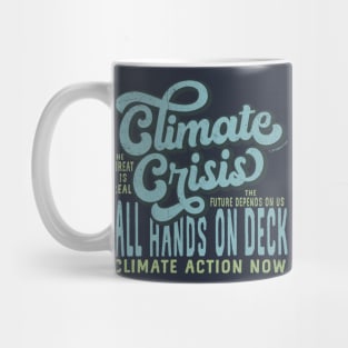 Climate Crisis All Hands on Deck - Retro Blue Mug